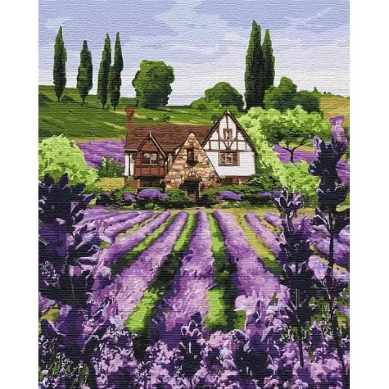 Картина за номерами. "Лавандовий будиночок" 40 * 50см KHO2293