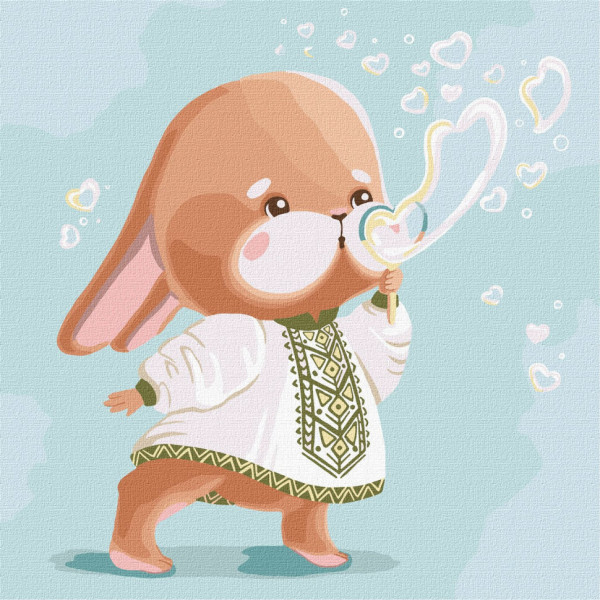 Картина за номерами "Зайчик у вишиванці" Ідейка KHO2400 30х30см