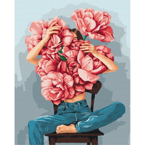 Картина за номерами "Півонії в обіймах" @ Mykhailyshyna Daria Brushme BS52115 40х50 см