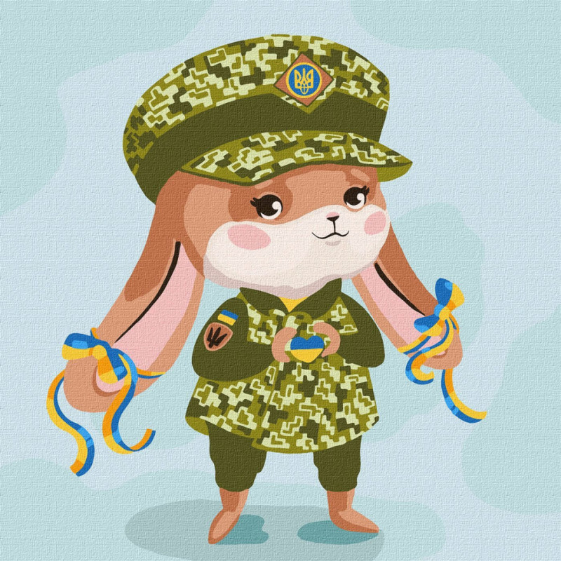 Картина за номерами "Зайка - захисниця" ©Катерина Валер'єва Ідейка KHO2403 30х30 см