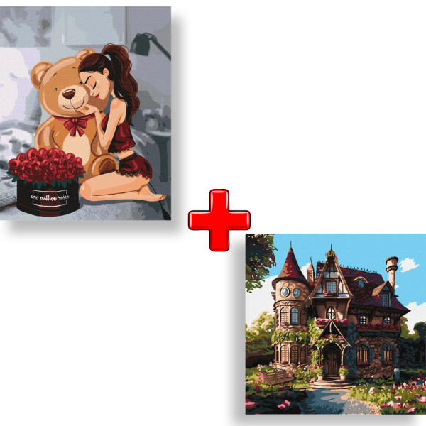 Набор картин по номерам 2 в 1 "One million roses" 40х50 KHO4606 и "Уютный дворец" 40х40 KHO6330