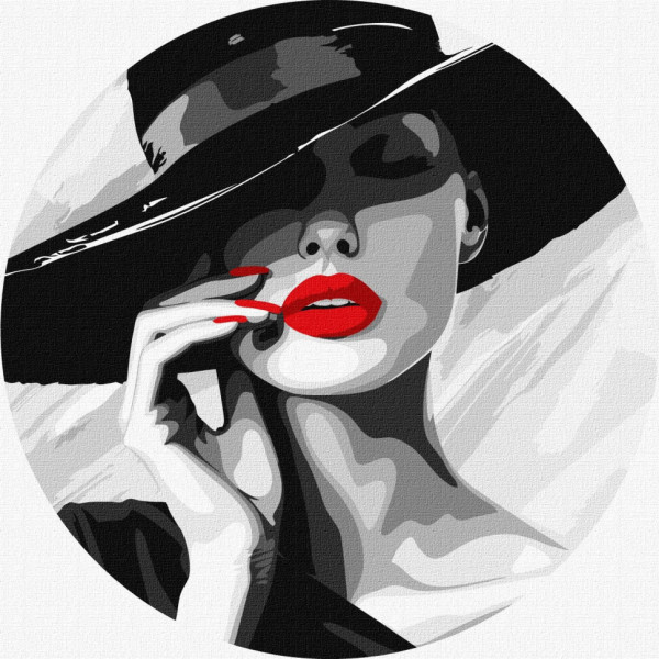 Картина по номерам "Дама в шляпе" KHO-R1158 d26 см