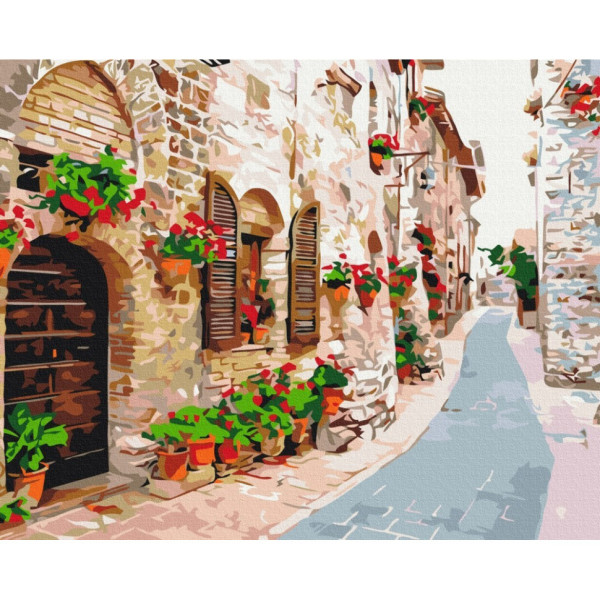 Картина за номерами "Квітуча вулиця" BS34015, 40x50 см
