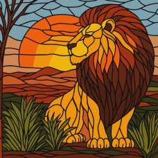 Картина за номерами "Вітраж. Лев" ©art_selena_ua KHO5168, 30x30 см