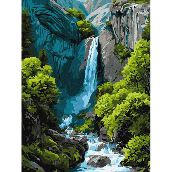 Картина по номерам "Водопад в горах" ©art_selena_ua KHO6437, 30х40 см