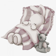 Картина по номерам. "Спокойной ночи, зайка" 30*30см KHO2339