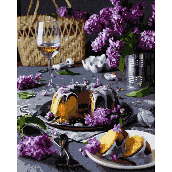 Картина по номерам "Вдохновляясь сиренью" Идейка KHO5619 40х50см