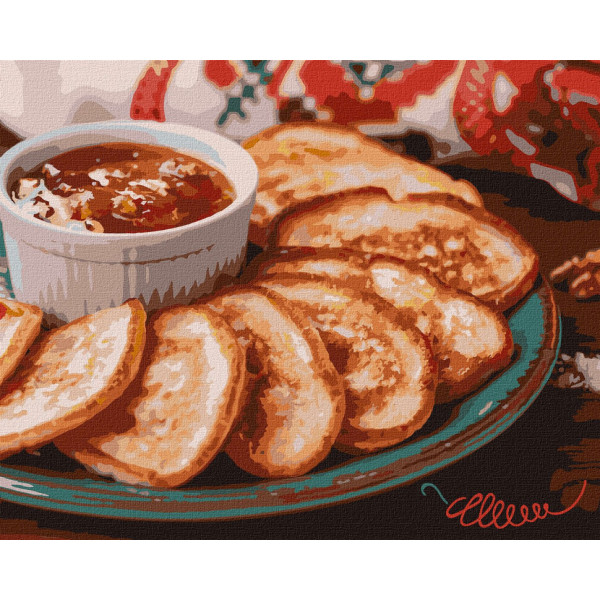 Картина за номерами "Оладки з варенням" Ідейка KHO5654 40х50см