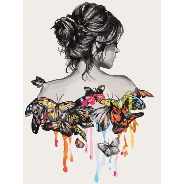 Картина за номерами "Дівчина метелик" Bambi 10378-NN 30х40 см