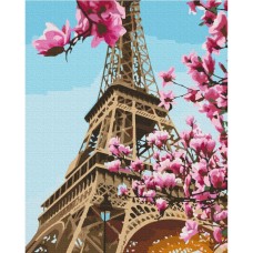 Картина за номерами "Сакура в Парижі" Brushme BS52836 40х50 см