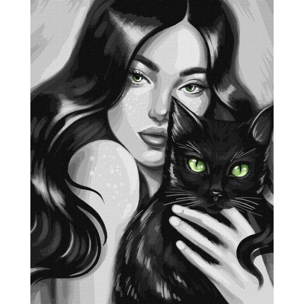 Картина по номерам "Черный пушистик" ©pollypop92 Идейка KHO2662 40х50 см