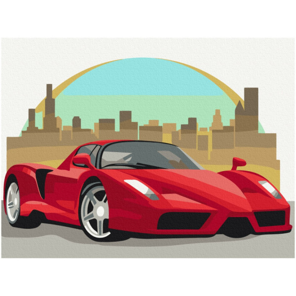 Картина за номерами "Червона машина" KBS0113  Brushme 30х40 см