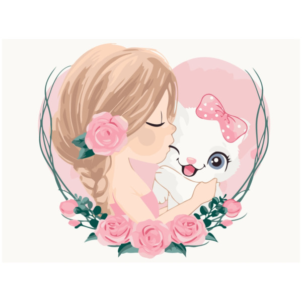 Картина за номерами "Кицькина любов" KBS7116  Brushme 30х40 см