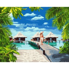 Картина за номерами "Відпочинок на Мальдівах" Ідейка KHO4764 40х50 см