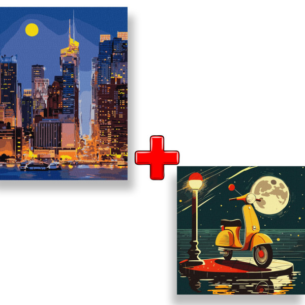 Набор картин по номерам 2 в 1 Идейка "По улицам Манхэттена" 40х50 KHO3611 и "Чудесный сон" 40х40 KHO5004