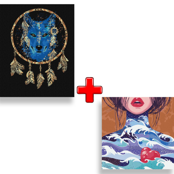 Набор картин по номерам 2 в 1 Идейка "Ловец снов" 40х50 KHO4336 и "Сердце океана" 40х40 KHO4951