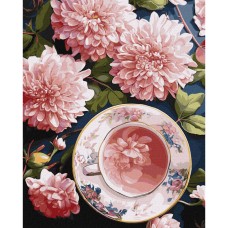 Картина по номерам "Розовые георгины" KHO5685 40х50 см