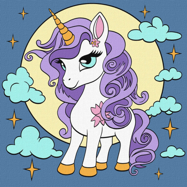 Картина по номерам "Сказочная единорожка" KHO6107 25х25см