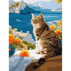 Картина за номерами "Мрійливий котик" KHO6608 30х40 см