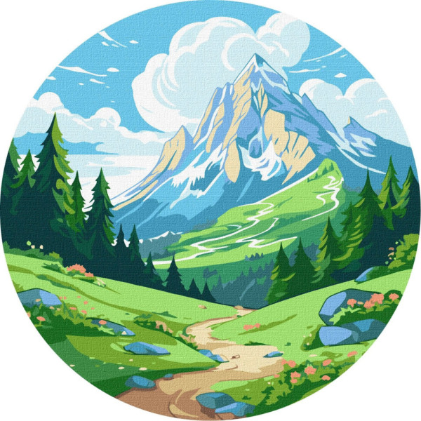 Картина по номерам "Зеленая долина" KHO-R1041 d26 см