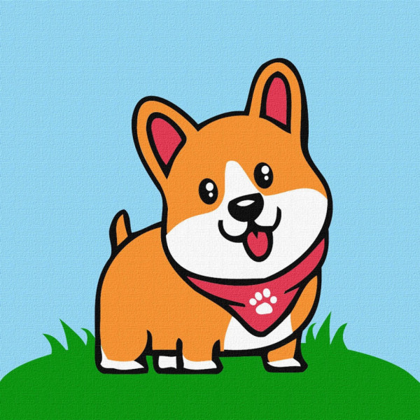 Картина за номерами для дітей "Щасливий коргі" KHO6228, 18х18 см