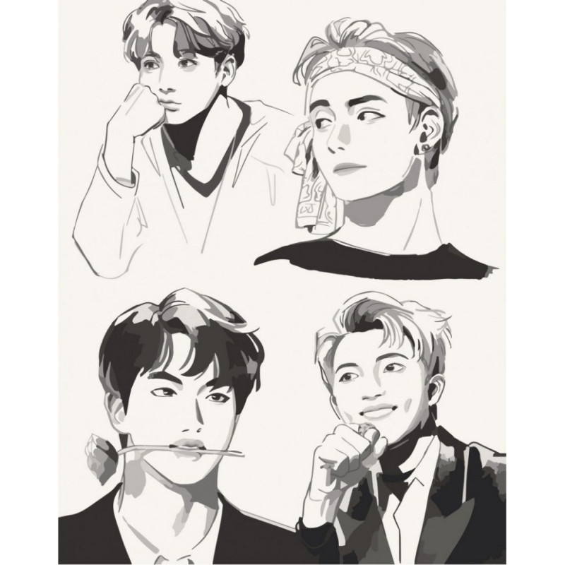 Набор картин по номерам 2 в 1 "BTS. Fan Art" 40х50 10278-AC и "Disco monkey" 40х50 11675-AC