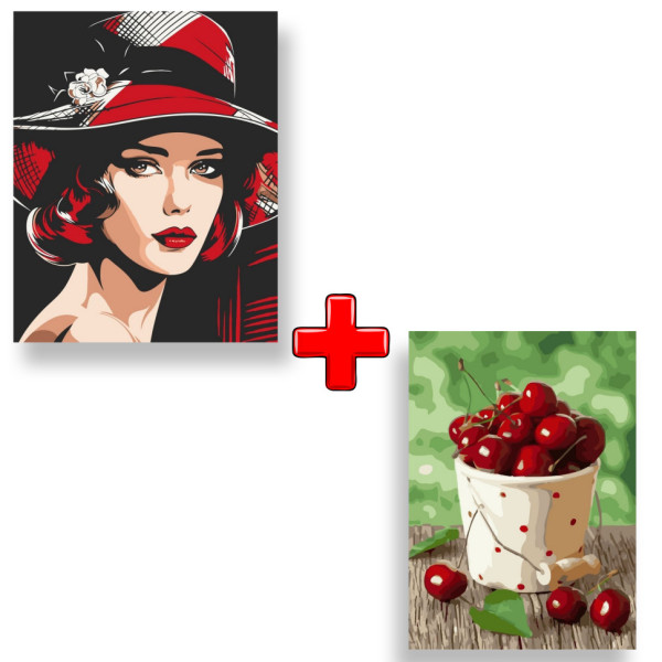 Набор картин по номерам 2 в 1 "Изящество и стиль" 40х50 10095-AC и "Вишневая жара" 40х50 12117-AC