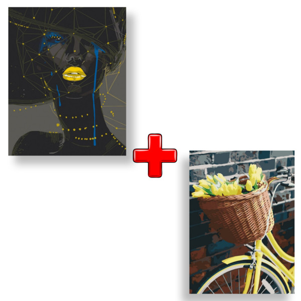 Набор картин по номерам 2 в 1 "Женская геометрия" 40х50 10308-AC и "Желтое настроение" 40х50 13112-AC