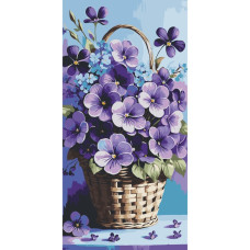 Картина по номерам "Фиалки в корзине" 13089-AC 40х80 см