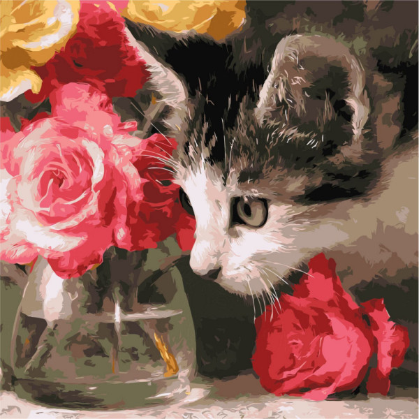 Картина за номерами "Пухнастий дослідник" ©art_selena_ua KHO6804, 40х40 см