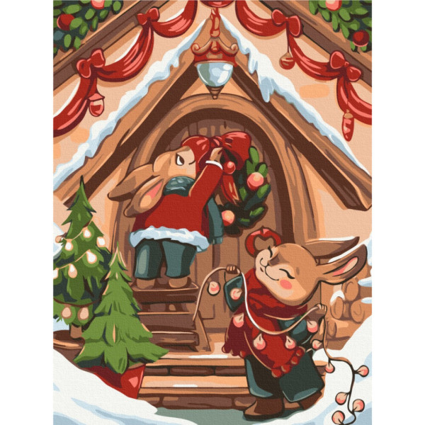 Картина за номерами "Святкові зайчики" RBS1016, 30х40 см