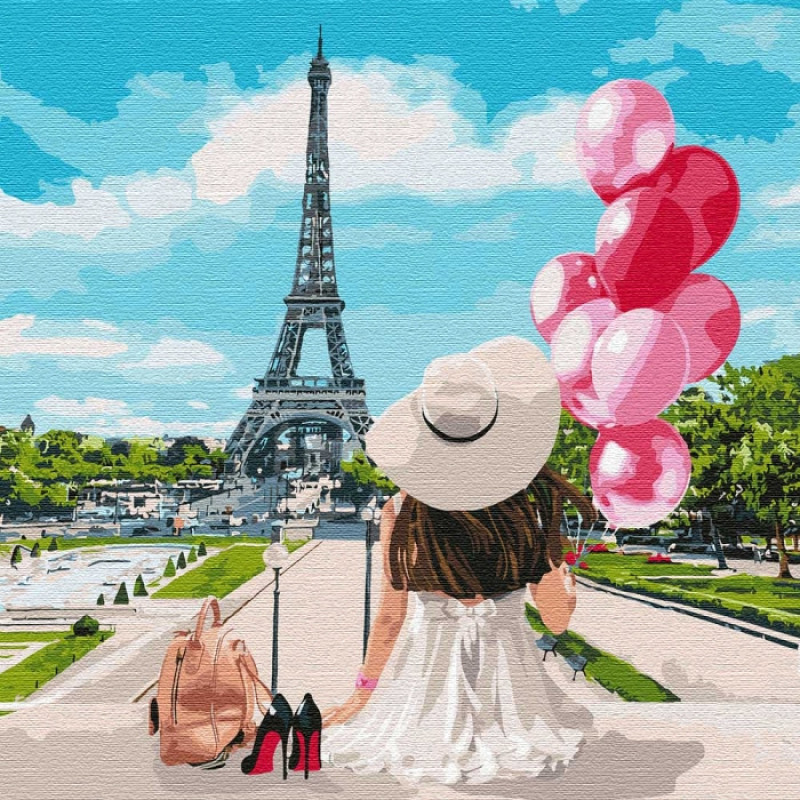Картина за номерами. "Гуляючи вулицями парижа" 40 * 40см kho4756