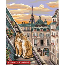 Картина за номерами "Коти на даху" Danko Toys KpNe-40х50-02-06 40x50 см