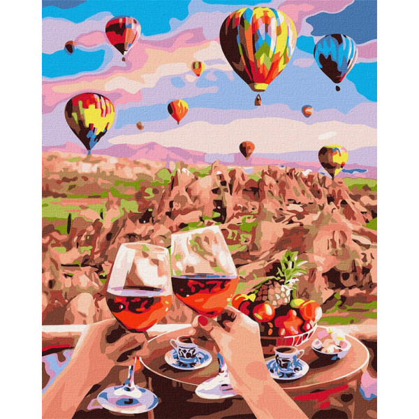 Набір картин за номерами 2 в 1 Ідейка "Чарівна Каппадокія" 40х50 KHO2837 та "Атмосфера моря" 40х40 KHO2536