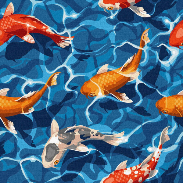 Набір картин за номерами 2 в 1 "Пристрасні півонії" 40х50 KHO3095 та "Японські карпи" 40х40 KHO4321