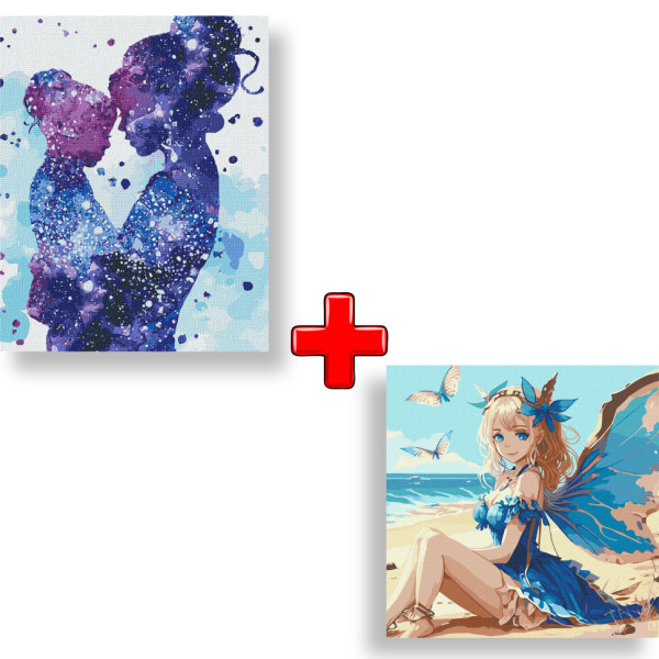 Набор картин по номерам 2 в 1 "Флюиды счастья" 40х50 KHO4737 и "Волшебная феечка" 40х40 KHO8333