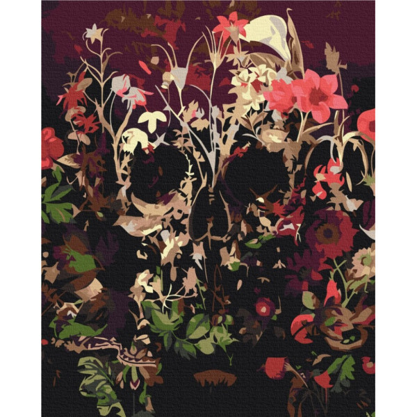 Картина за номерами "Череп в сухоцвітах" BS51520, 40x50 см