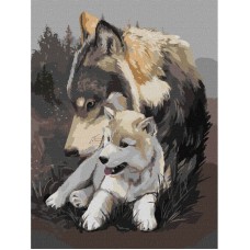 Картина по номерам "Волчья нежность" KHO4385 30х40 см