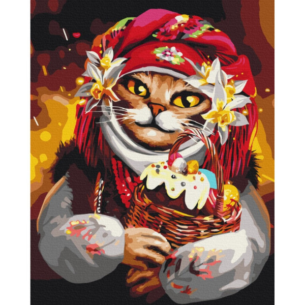 Картина за номерами "Великодня киця"  ©Маріанна Пащук BS53428  Brushme 40х50 см