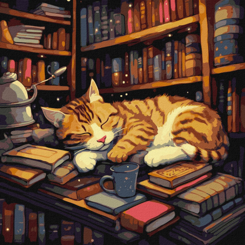 Картина за номерами "Пухнастий книголюб" ©art_selena_ua Ідейка KHO6505 40х40 см
