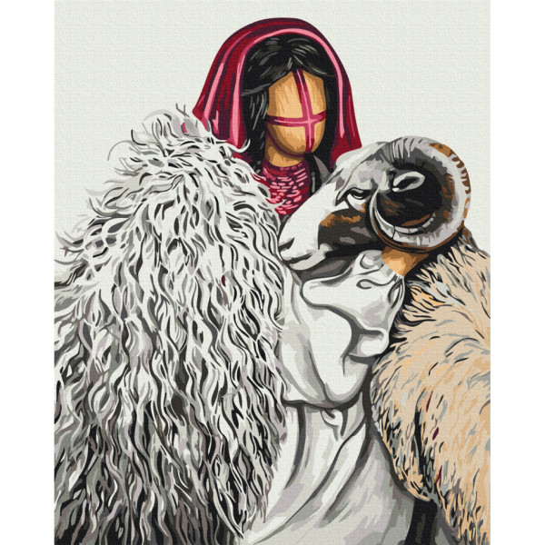 Картина за номерами "Червона хустка" © Valeriya Macarenco Brushme BS53910 40x50 см