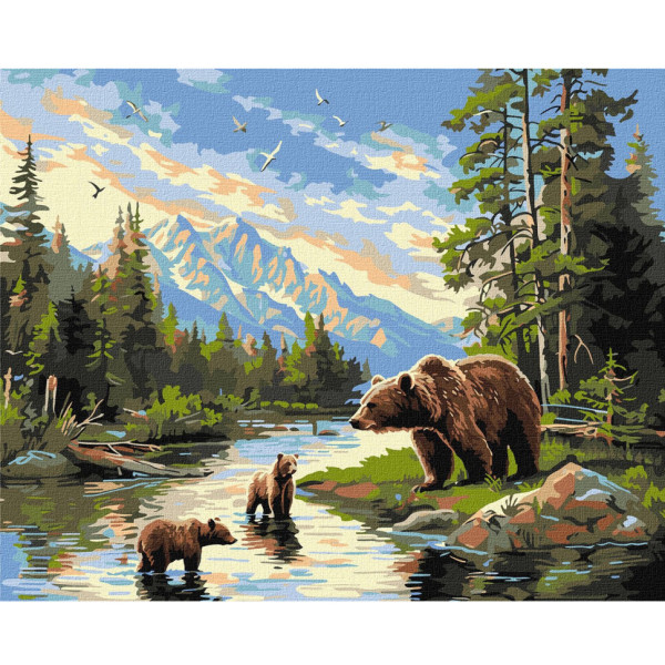 Картина за номерами "Ведмедиця і ведмежата" KHO6630, 40х50 см