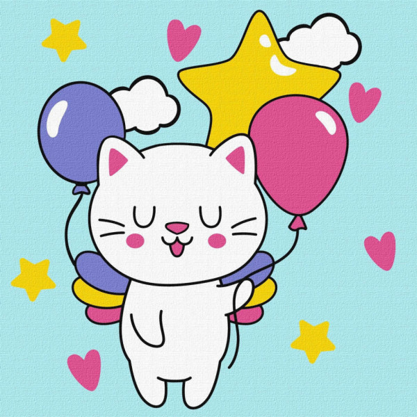 Картина за номерами для дітей "Чарівний кіт" KHO6230, 18х18 см