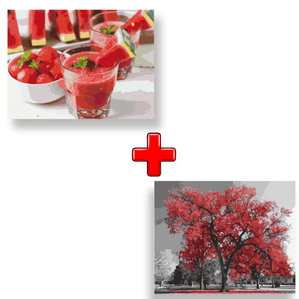 Набір картин за номерами 2 в 1 "Кавуновий смузі" 40х50 12008-AC і "Канадський ясен" 40х50 10523-AC