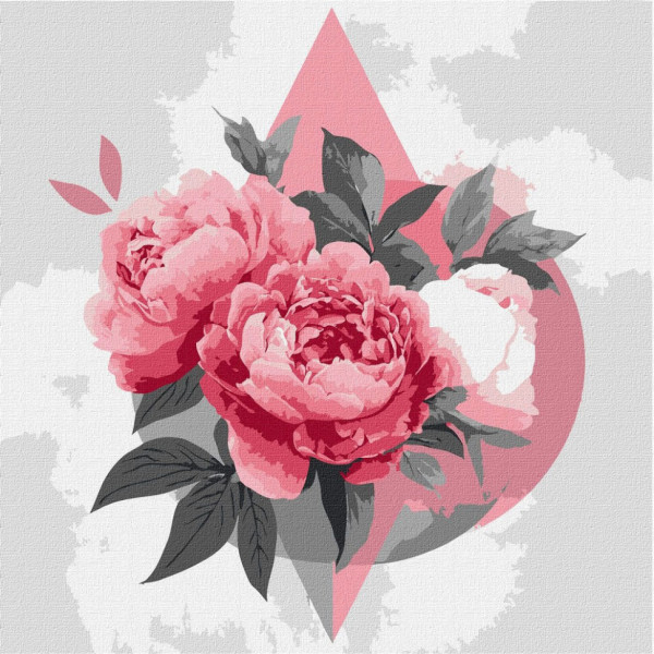 Картина за номерами "Геометричні фігури з півоніями" ©art_selena_ua KHO3315, 30х30 см