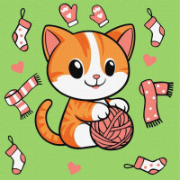 Картина по номерам "Котик и клубочек (картина №1)" ©art_selena_ua KHO1233, 25х25 см