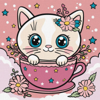 Картина по номерам "Цветочная чашка" ©art_selena_ru KHO6279, 25х25cм
