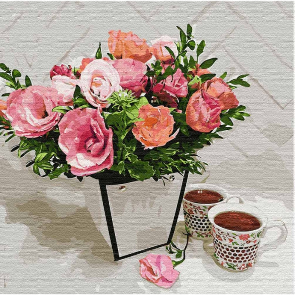 Картина за номерами. "Ароматне чаювання" 40*40см KHO3107