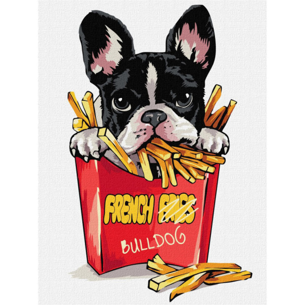 Картина по номерам "Маленький бульдог" Идейка KHO4302 30х40 см