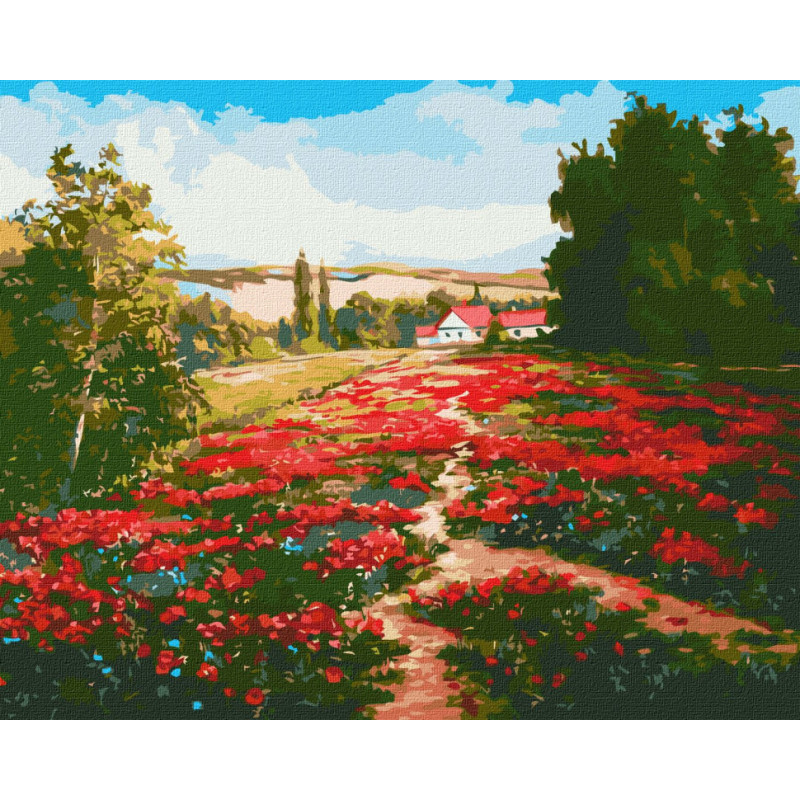Картина за номерами "Макове поле" Ідейка KHO2868 40х50см